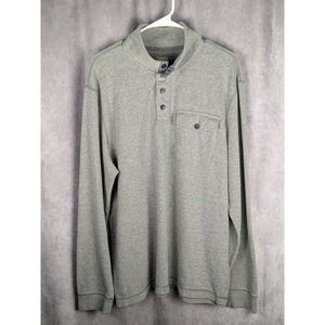 Lucky Brand Mens XXL Grey Heathered Long Sleeve Henley Mock Neck Pocket Shirt